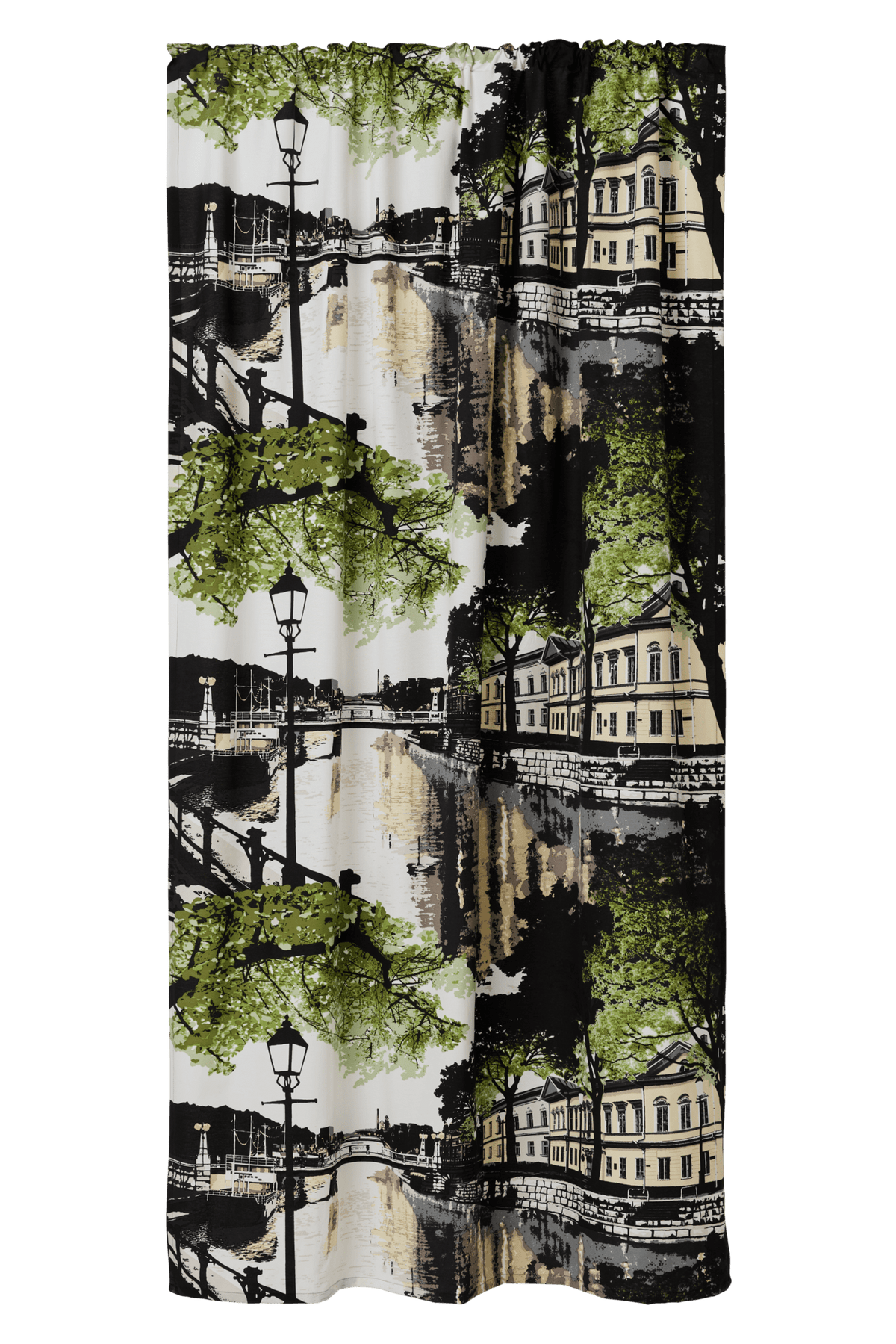 CT000326-7120; Vallila Aurajoki-verho Vihreä-keltainen / 140x250 cm