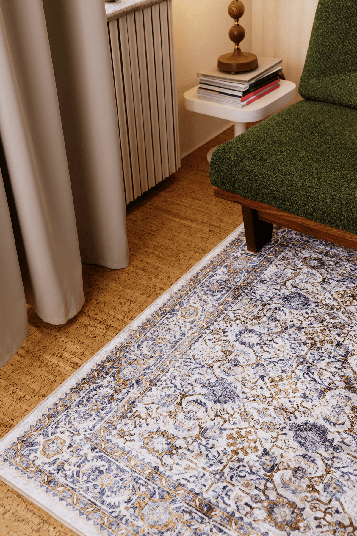 108337-1064_1; Vallila Jalokivi-käytävämatto Beige-sininen / 80x200 cm 