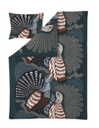 109313-7913; Vallila Metsänvartijat-pussilakanasetti Teal-ruskea / 150x210 cm 