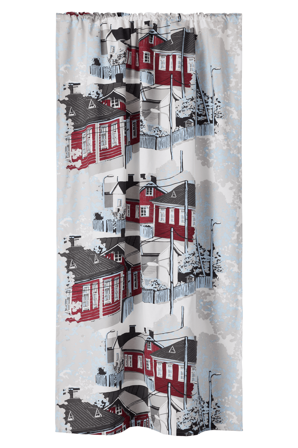 23310-93670-4801CU; Vallila Naapurusto-verho Punainen-valkoinen / 140x250 cm 