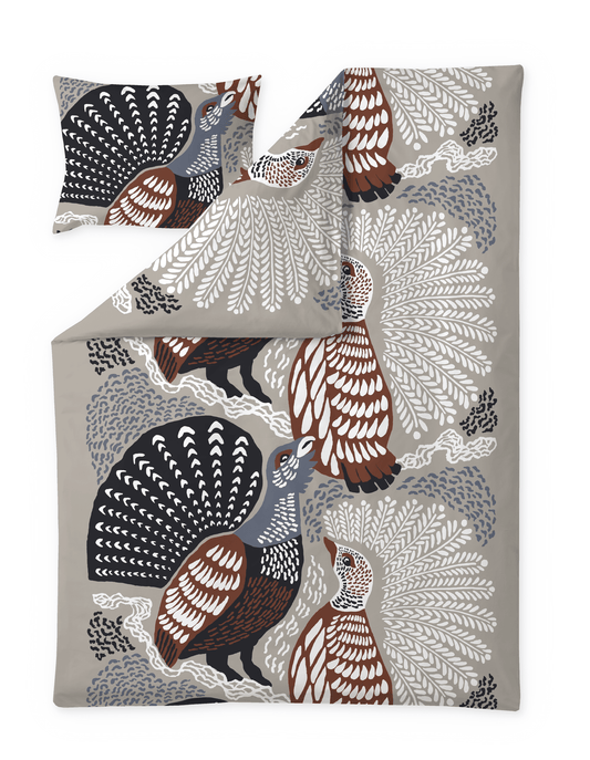 109313-1060; Vallila Metsänvartijat-pussilakanasetti Beige / Sininen / 150x210 cm 