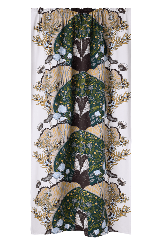 106670-7801; Vallila Yövuoro-verho Vihreä-valkoinen / 140x250 cm 