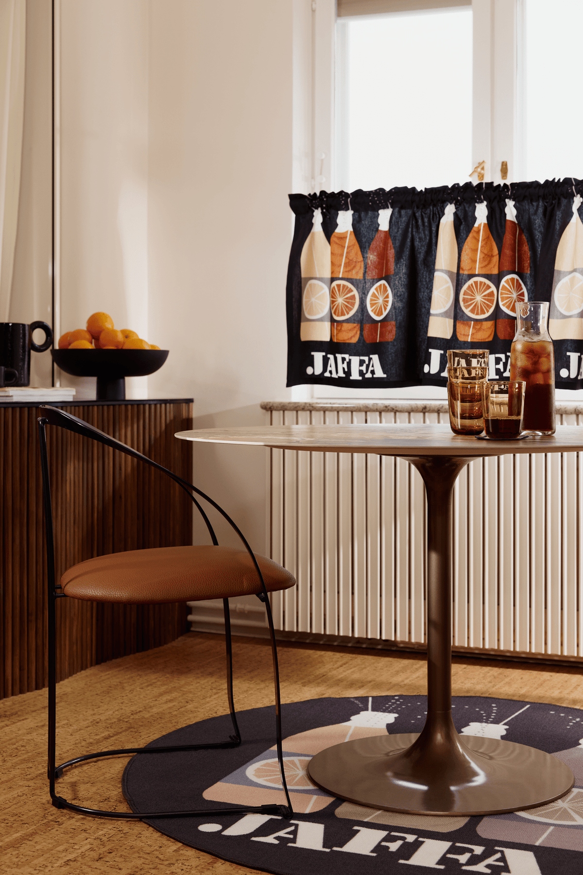 106795-9830_1; Vallila Jaffa-verhokappa Harmaa-oranssi / 60x250 cm 
