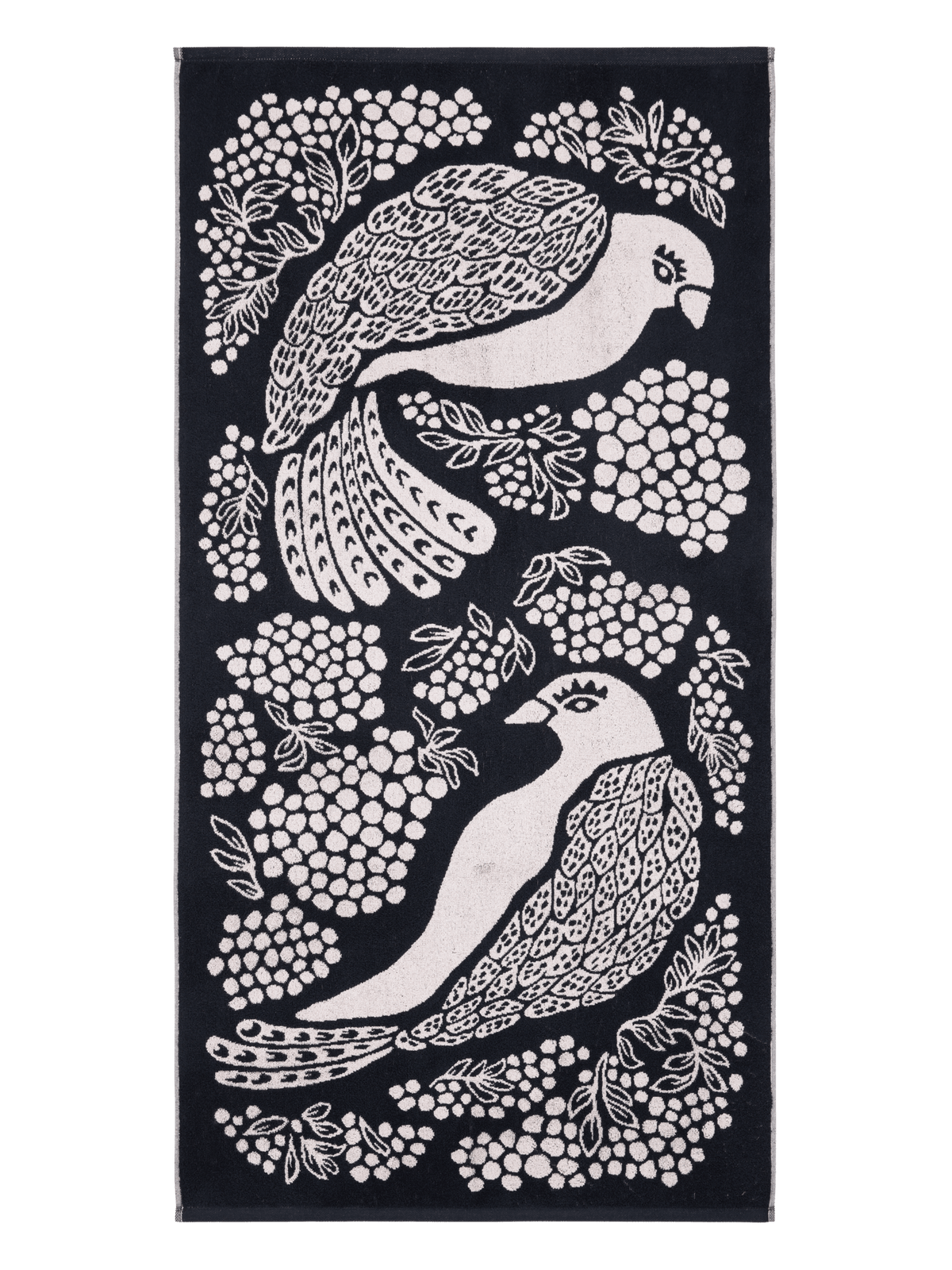 108999-9901; Vallila Viserrys-pyyhe Musta-valkoinen / 70x140 cm 
