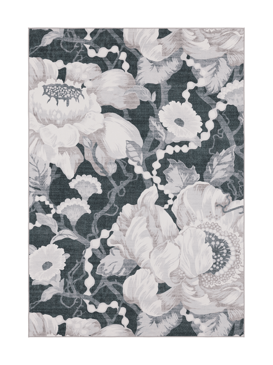 108770-9901; Vallila Romanssi-matto Musta-valkoinen / 140x200 cm 