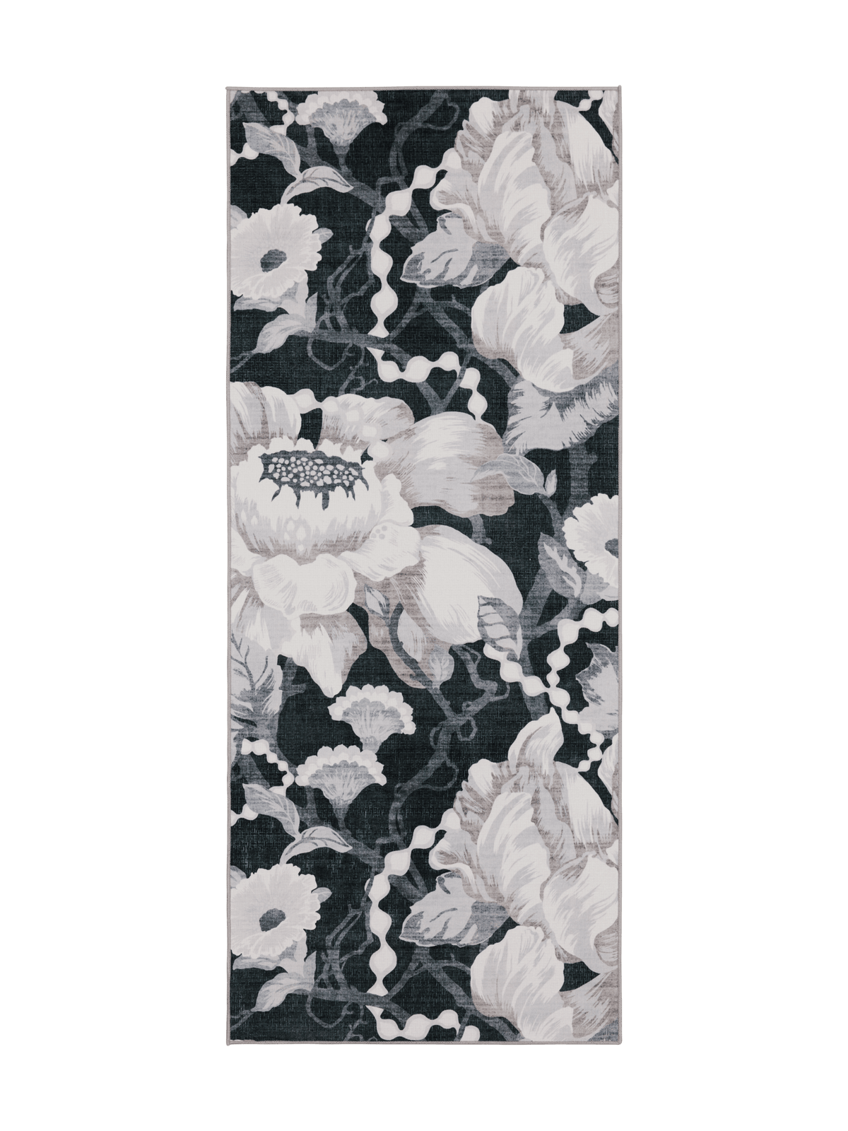 108768-9901; Vallila Romanssi-käytävämatto Musta-valkoinen / 80x150 cm 