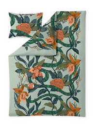 109122-7130; Vallila Kielletty puutarha -satiinipussilakanasetti Vihreä / 150x210 cm 