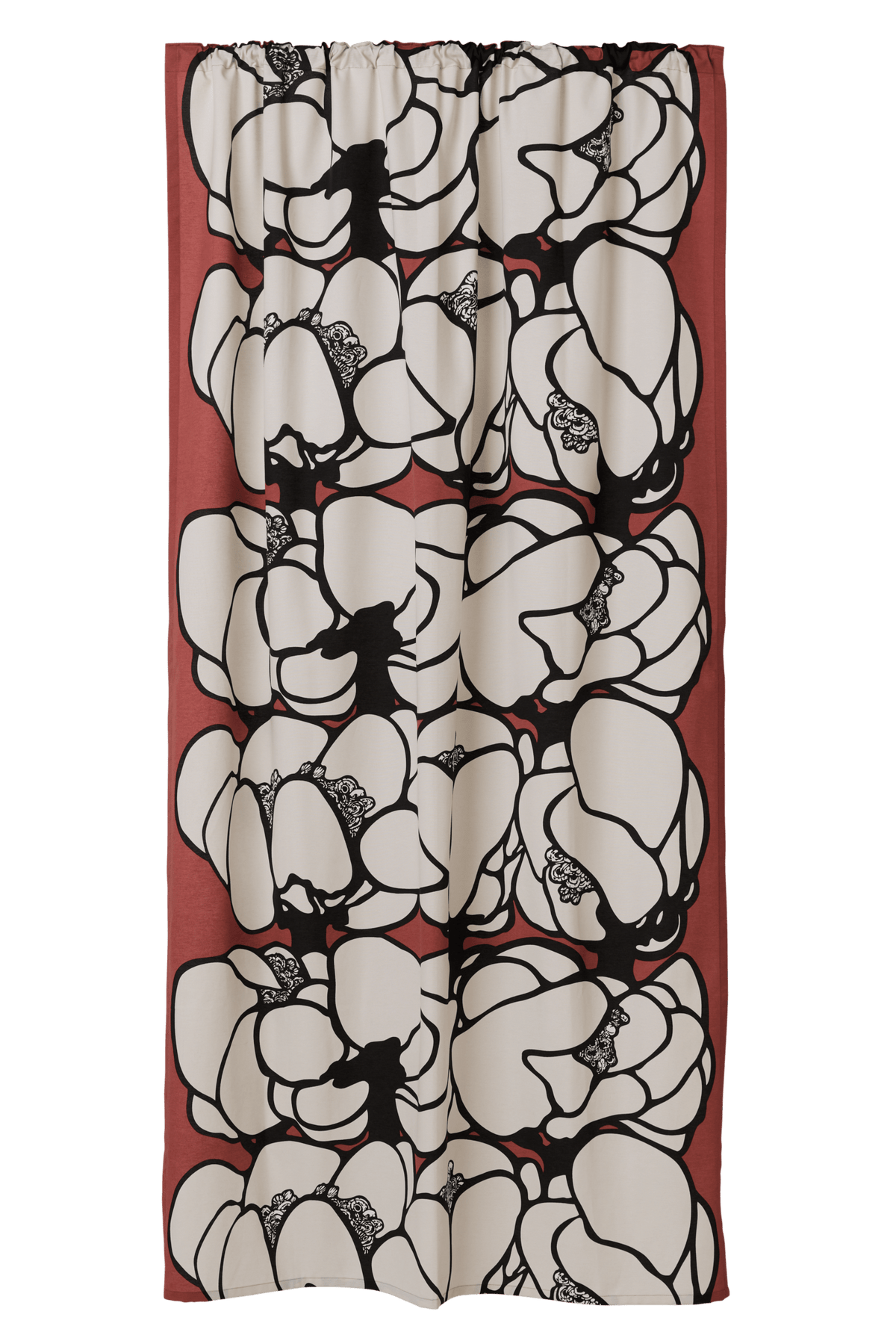 107212-4202; Vallila Makeba-verho Punainen-harmaa / 140x250 cm 
